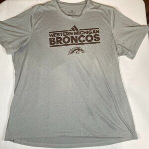 Adidas Western Michigan Broncos Short Sleeve 2XL Polyester Gray T-Shirt